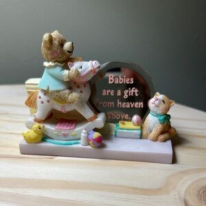 Nursery Keepsake Figurine - Pink and White Baby Decor